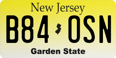 NJ license plate B84OSN