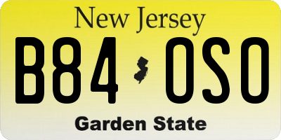 NJ license plate B84OSO