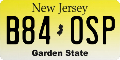 NJ license plate B84OSP