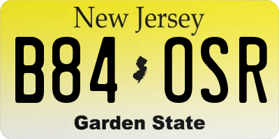 NJ license plate B84OSR