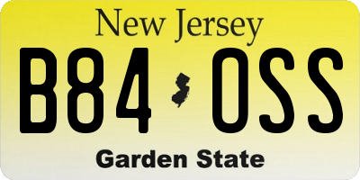 NJ license plate B84OSS