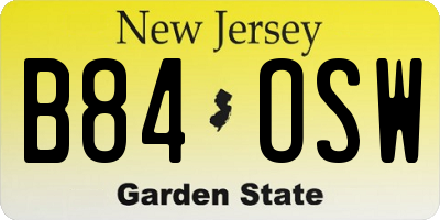 NJ license plate B84OSW