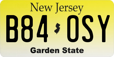 NJ license plate B84OSY