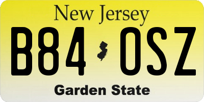NJ license plate B84OSZ