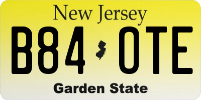 NJ license plate B84OTE