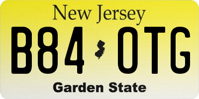 NJ license plate B84OTG