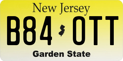 NJ license plate B84OTT