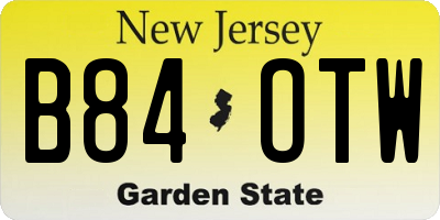 NJ license plate B84OTW