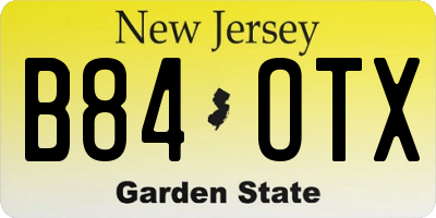 NJ license plate B84OTX
