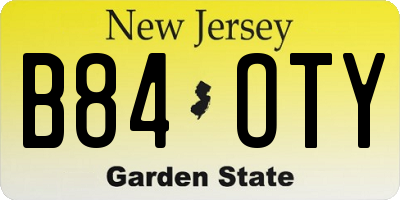 NJ license plate B84OTY