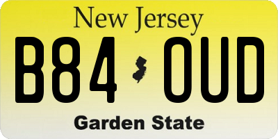 NJ license plate B84OUD