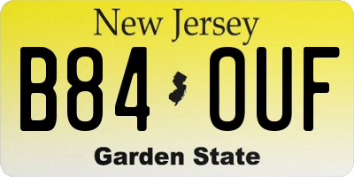 NJ license plate B84OUF