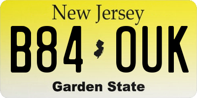 NJ license plate B84OUK