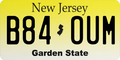 NJ license plate B84OUM
