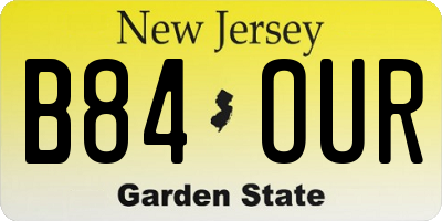 NJ license plate B84OUR