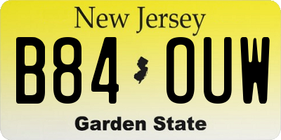 NJ license plate B84OUW