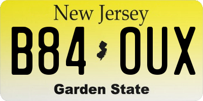 NJ license plate B84OUX
