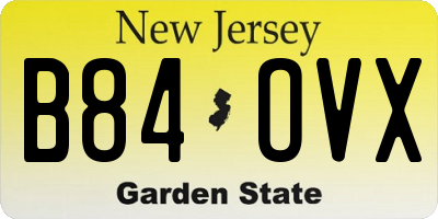 NJ license plate B84OVX