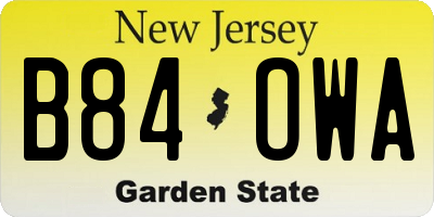 NJ license plate B84OWA