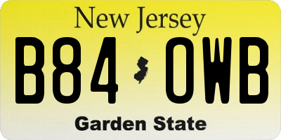 NJ license plate B84OWB
