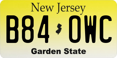 NJ license plate B84OWC