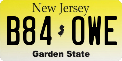 NJ license plate B84OWE
