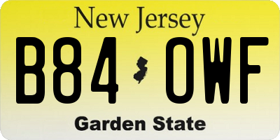NJ license plate B84OWF