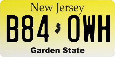 NJ license plate B84OWH