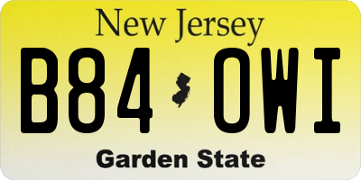 NJ license plate B84OWI