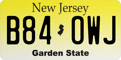 NJ license plate B84OWJ