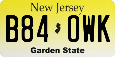 NJ license plate B84OWK