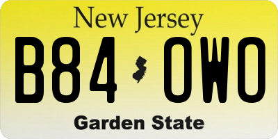 NJ license plate B84OWO