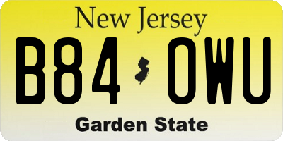 NJ license plate B84OWU
