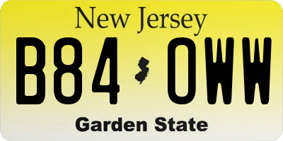 NJ license plate B84OWW