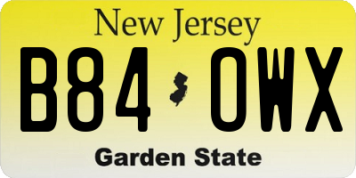 NJ license plate B84OWX