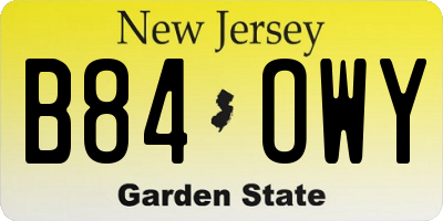 NJ license plate B84OWY