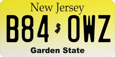 NJ license plate B84OWZ