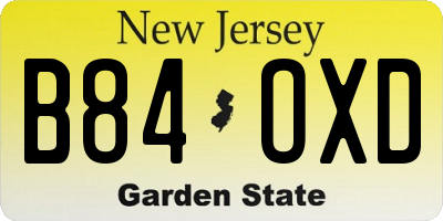 NJ license plate B84OXD