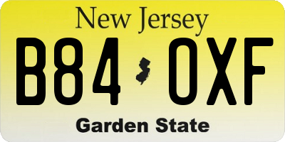 NJ license plate B84OXF