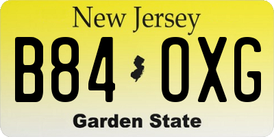 NJ license plate B84OXG