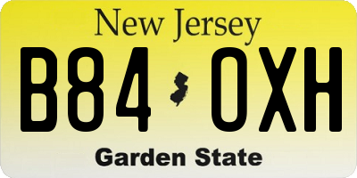 NJ license plate B84OXH