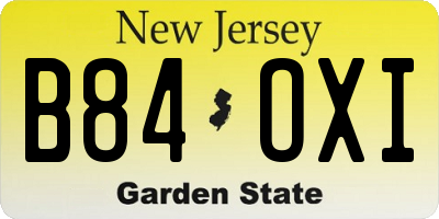 NJ license plate B84OXI