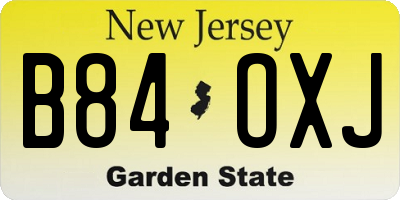 NJ license plate B84OXJ