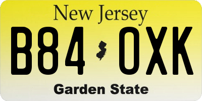 NJ license plate B84OXK