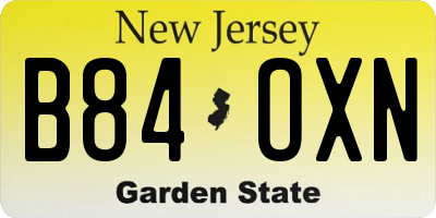 NJ license plate B84OXN