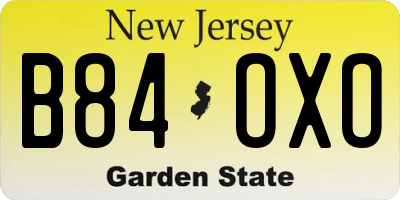 NJ license plate B84OXO