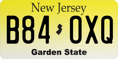 NJ license plate B84OXQ