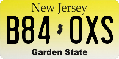 NJ license plate B84OXS