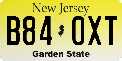 NJ license plate B84OXT