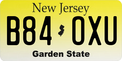 NJ license plate B84OXU
